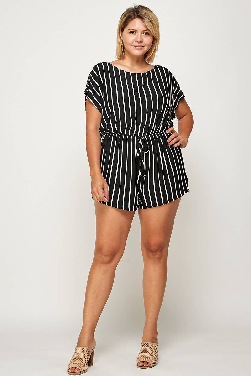 PLUS SIZE STRIPED ROMPER