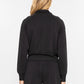 CROPPED MOCK NECK ZIP UP JACKET - BLACK