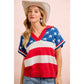 4TH OF JULY STAR STRIPED SLEEVELESS COLLAR KNIT TOP