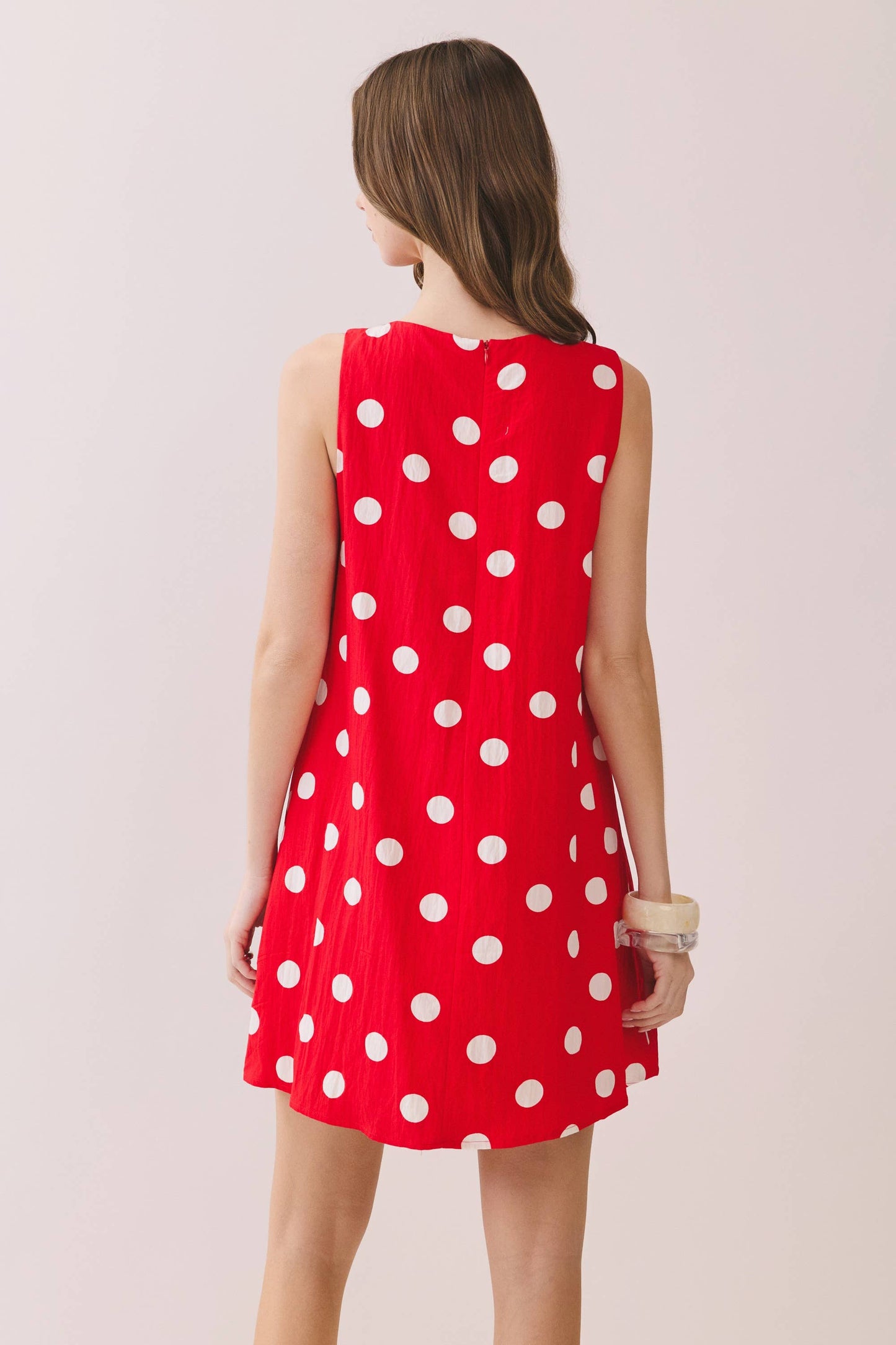 Polka Dot Print Sleeveless Shift Dress