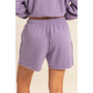 Drawstring Burnout French Terry Shorts - Dusty Purple