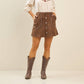 Studded vegan suede mini skirt