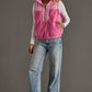 Lt. Pink 3/4 Zip Quilted Sherpa Vest
