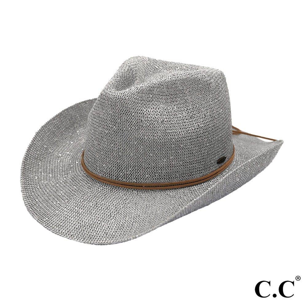 C.C Brand Sequin detailing Cowboy hat with suede trim