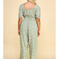 Plus Size Smocked Top Pegged Leg Gaucho Jumpsuit