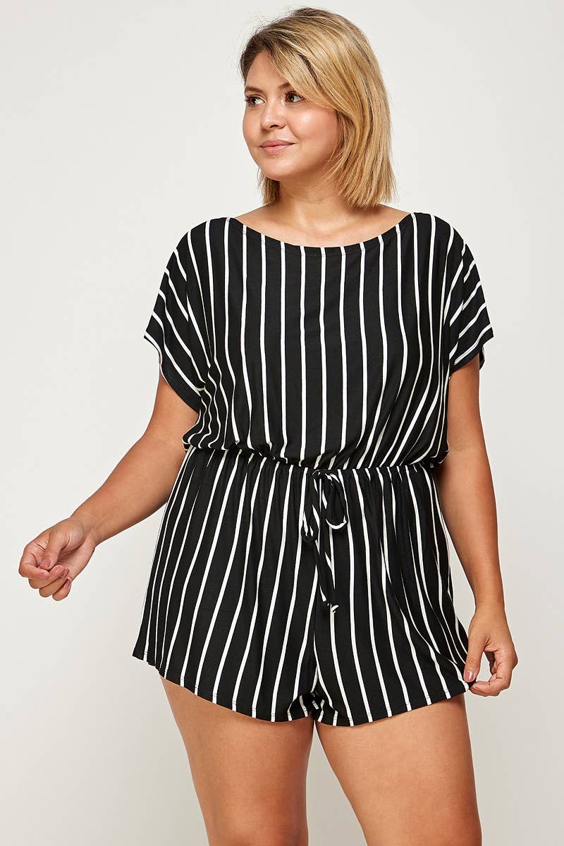 PLUS SIZE STRIPED ROMPER