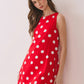 Polka Dot Print Sleeveless Shift Dress