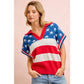 4TH OF JULY STAR STRIPED SLEEVELESS COLLAR KNIT TOP