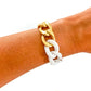 CHUNKY ACRYLIC  AND GOLD CHAIN LINK BRACELET - WHITE