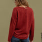 SOLID NOTCH NECK KNIT TOP - BURGANDY