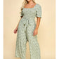 Plus Size Smocked Top Pegged Leg Gaucho Jumpsuit