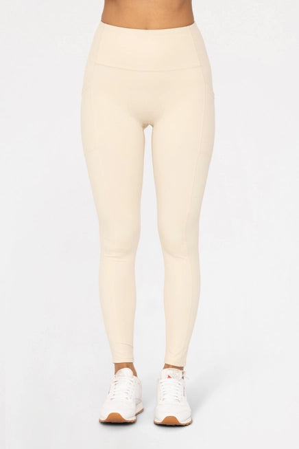 Bronze - No Front Seam Lycra-Blend Swoop Leggings - NATURAL