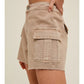 MOCHA DENIM CARGO SHORTS