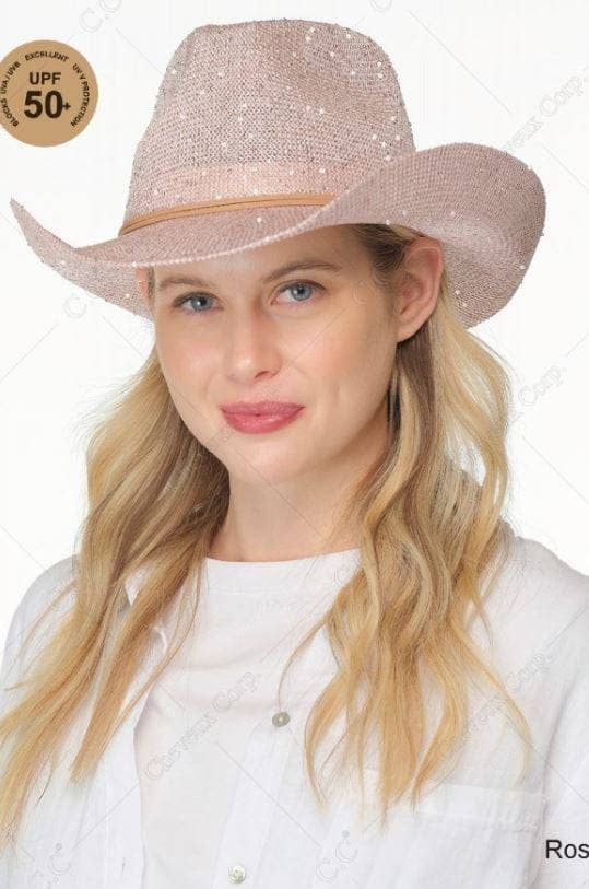 C.C Brand Sequin detailing Cowboy hat with suede trim