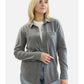 SALLY Long Sleeve Button Front Shirt Jacket - Dark Heather Grey