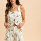 MALLARD PRINT LINEN VEST & PLEATED SHORTS SET