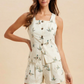 MALLARD PRINT LINEN VEST & PLEATED SHORTS SET
