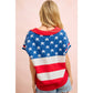 4TH OF JULY STAR STRIPED SLEEVELESS COLLAR KNIT TOP