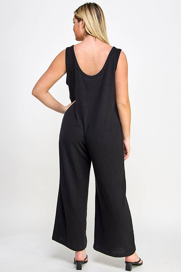 Ribbed Jumpsuit Overalls - Plus Size Clothing