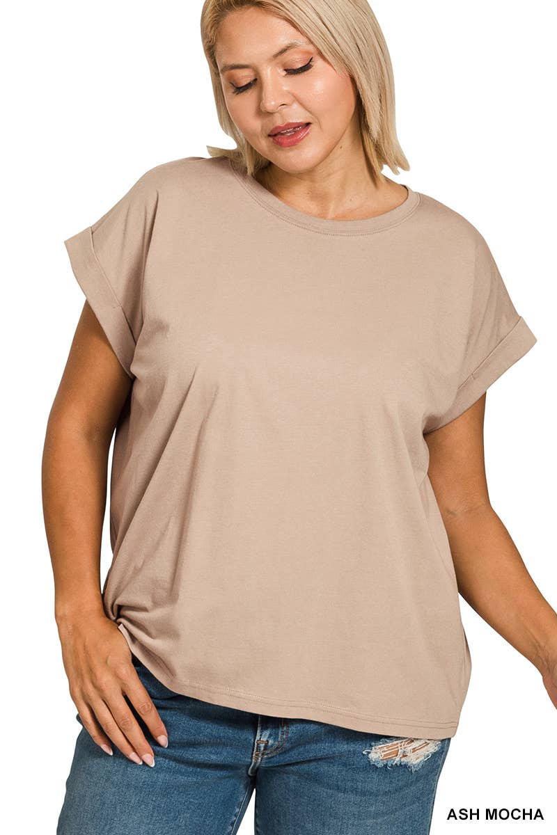 PS Cotton Folded Sleeve T Shirt