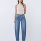 HIGH RISE ELASTIC WAISTBAND WIDE BARREL JEANS