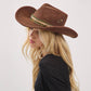Distressed Fabric Band Cowgirl Fedora Hat