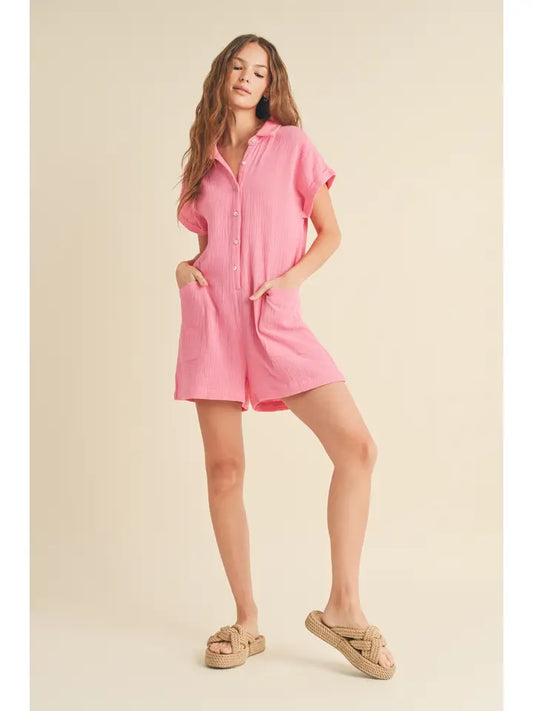 HIBISCUS BUTTON UP ROMPER