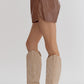 *Brown Metallic Texture High-Waisted Shorts