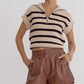 *Brown Metallic Texture High-Waisted Shorts
