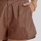 *Brown Metallic Texture High-Waisted Shorts