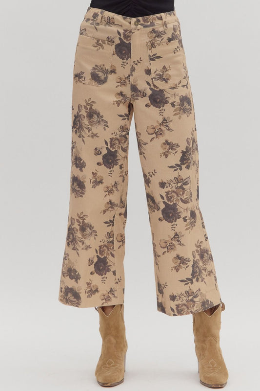 Floral Mid-rise Ankle Pants