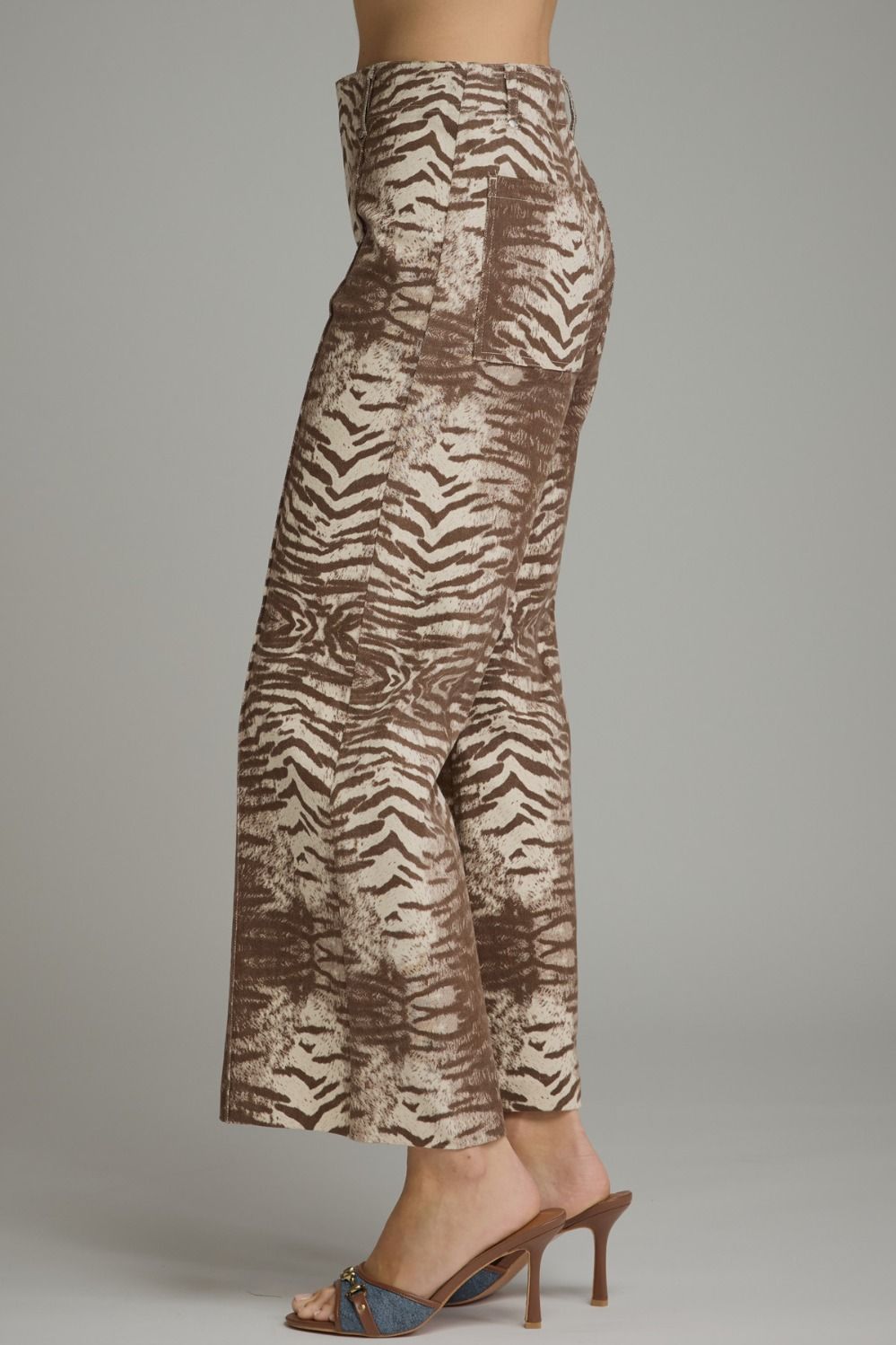 Animal print wide leg pants