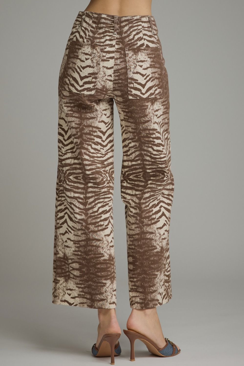 Animal print wide leg pants