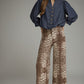 Animal print wide leg pants
