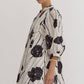 *Black and White Printed v-neck 3/4 sleeve mini dress