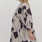*Plus Size - Black and White Printed v-neck 3/4 sleeve mini dress