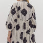 *Plus Size - Black and White Printed v-neck 3/4 sleeve mini dress
