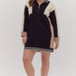 *Plus Size Colorblock long sleeve collared mini dress