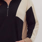 *Plus Size Colorblock long sleeve collared mini dress
