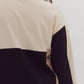 *Plus Size Colorblock long sleeve collared mini dress