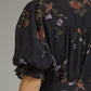 Floral short puff sleeve mini Dress - Black
