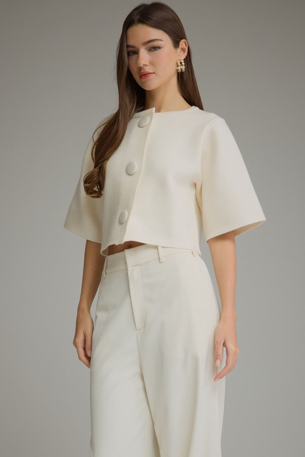 Solid Short Sleeve Sweater Jacket