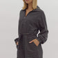 *Stripe long sleeve half zip romper