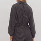 *Stripe long sleeve half zip romper