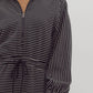 *Stripe long sleeve half zip romper