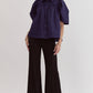 *Navy Puff Sleeve Button Down Top