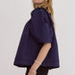 *Navy Puff Sleeve Button Down Top