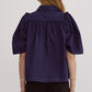 *Navy Puff Sleeve Button Down Top
