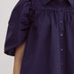 *Navy Puff Sleeve Button Down Top