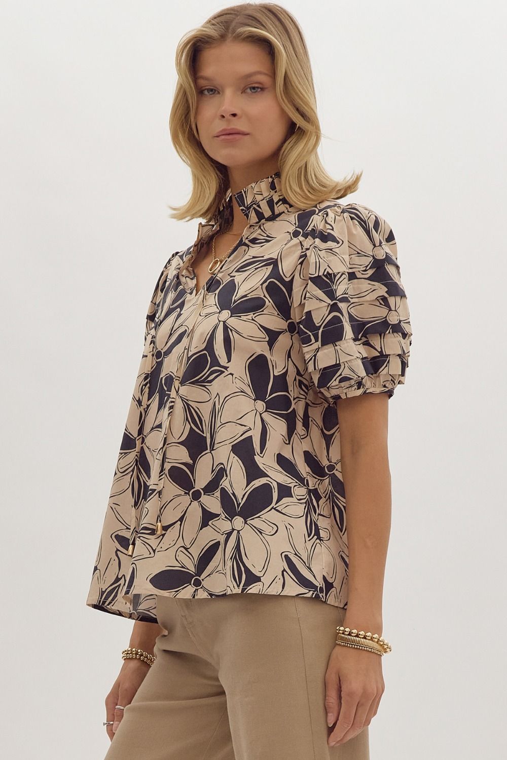 Floral Print V-Neck Top